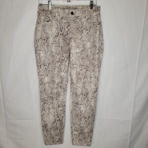 White House Black Market Cream Snake Print Skinny Jeans